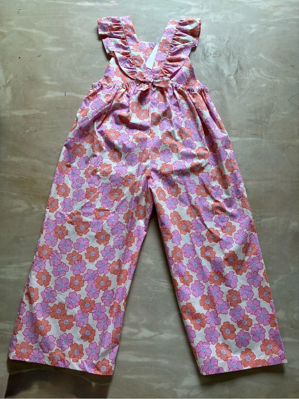 Zara Pink & Orange Floral Wide-Leg Jumpsuit - 6 years